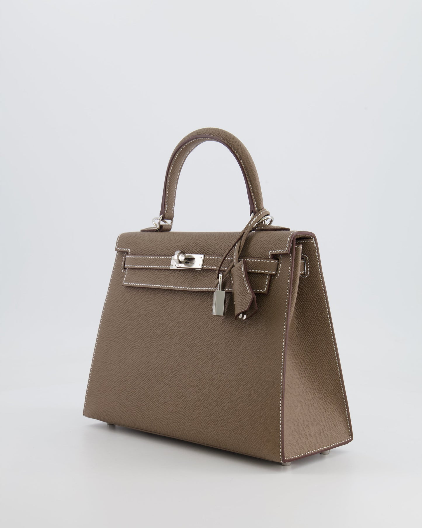 Hermès Kelly Sellier 25cm Bag in Etoupe Epsom Leather with Palladium Hardware