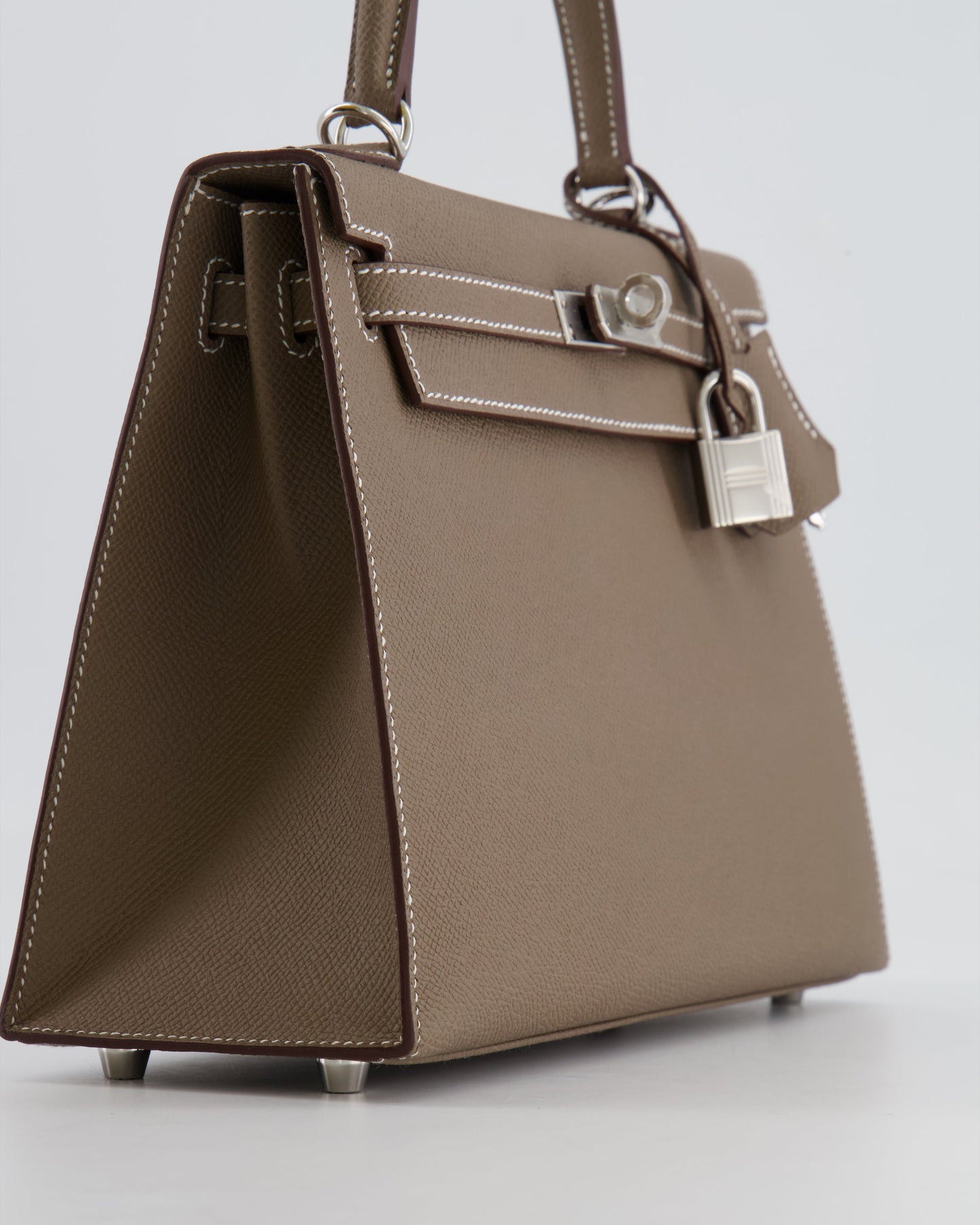 Hermès Kelly Sellier 25cm Bag in Etoupe Epsom Leather with Palladium Hardware