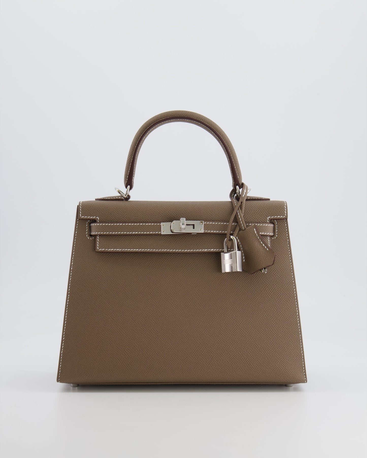 Hermès Kelly Sellier 25cm Bag in Etoupe Epsom Leather with Palladium Hardware