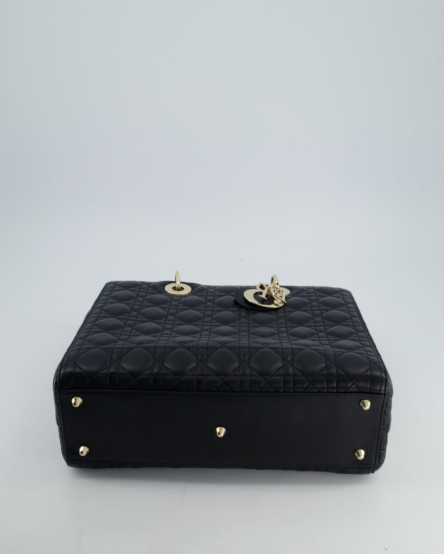 Christian Dior Large Lady Dior Bag in Black Lambskin Leather with Champagne Gold Hardware RRP £5,600