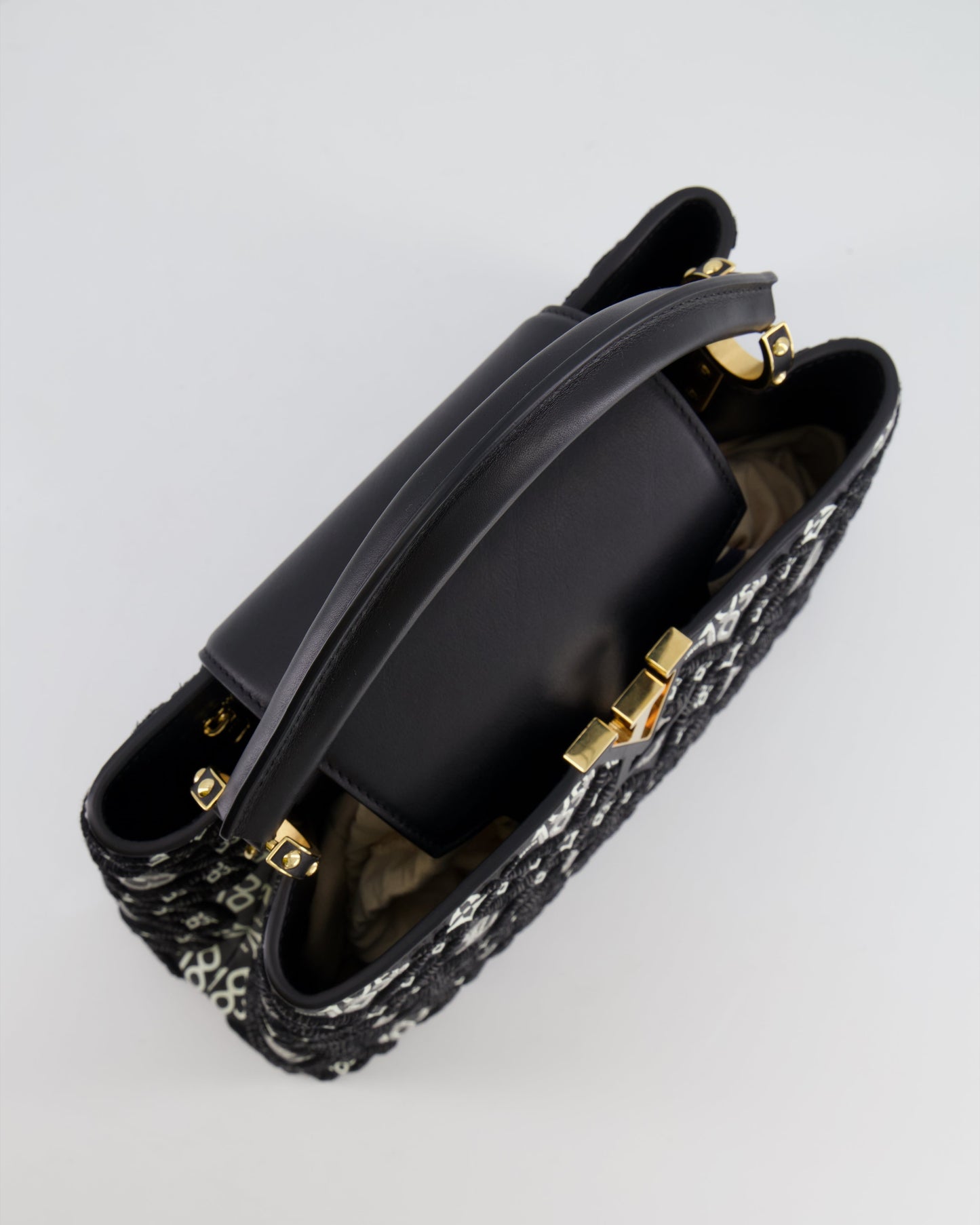 Louis Vuitton Limited Edition Since 1854 Monogram Capucines MM Bag in Black Calfskin and Embroideries with Gold Hardware