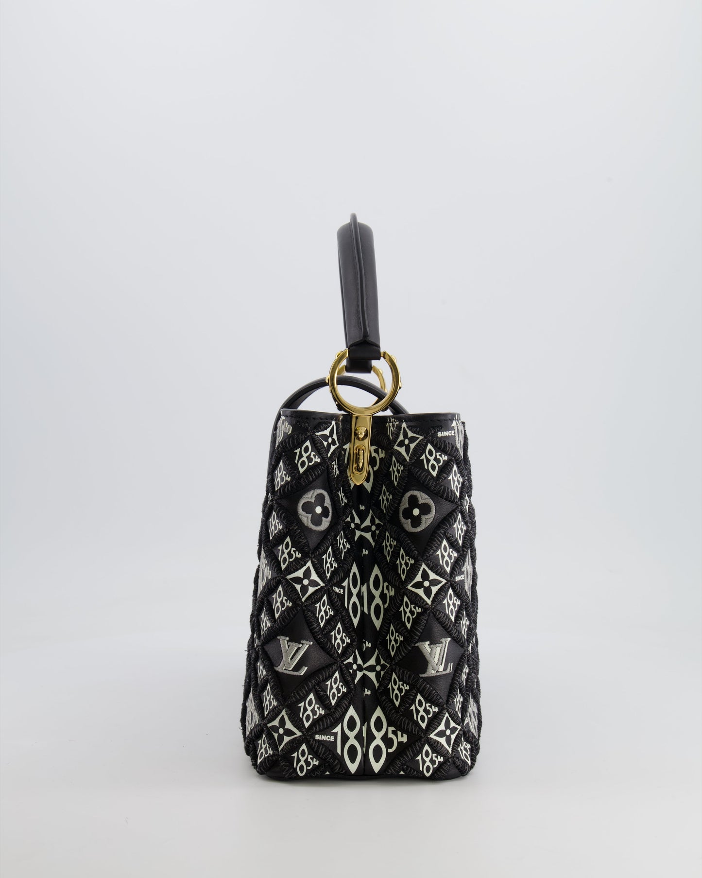 Louis Vuitton Limited Edition Since 1854 Monogram Capucines MM Bag in Black Calfskin and Embroideries with Gold Hardware