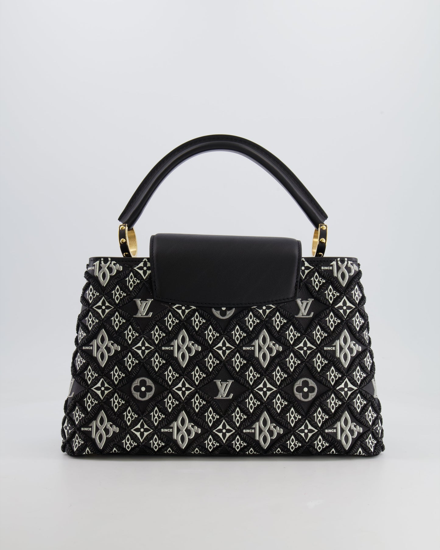 Louis Vuitton Limited Edition Since 1854 Monogram Capucines MM Bag in Black Calfskin and Embroideries with Gold Hardware