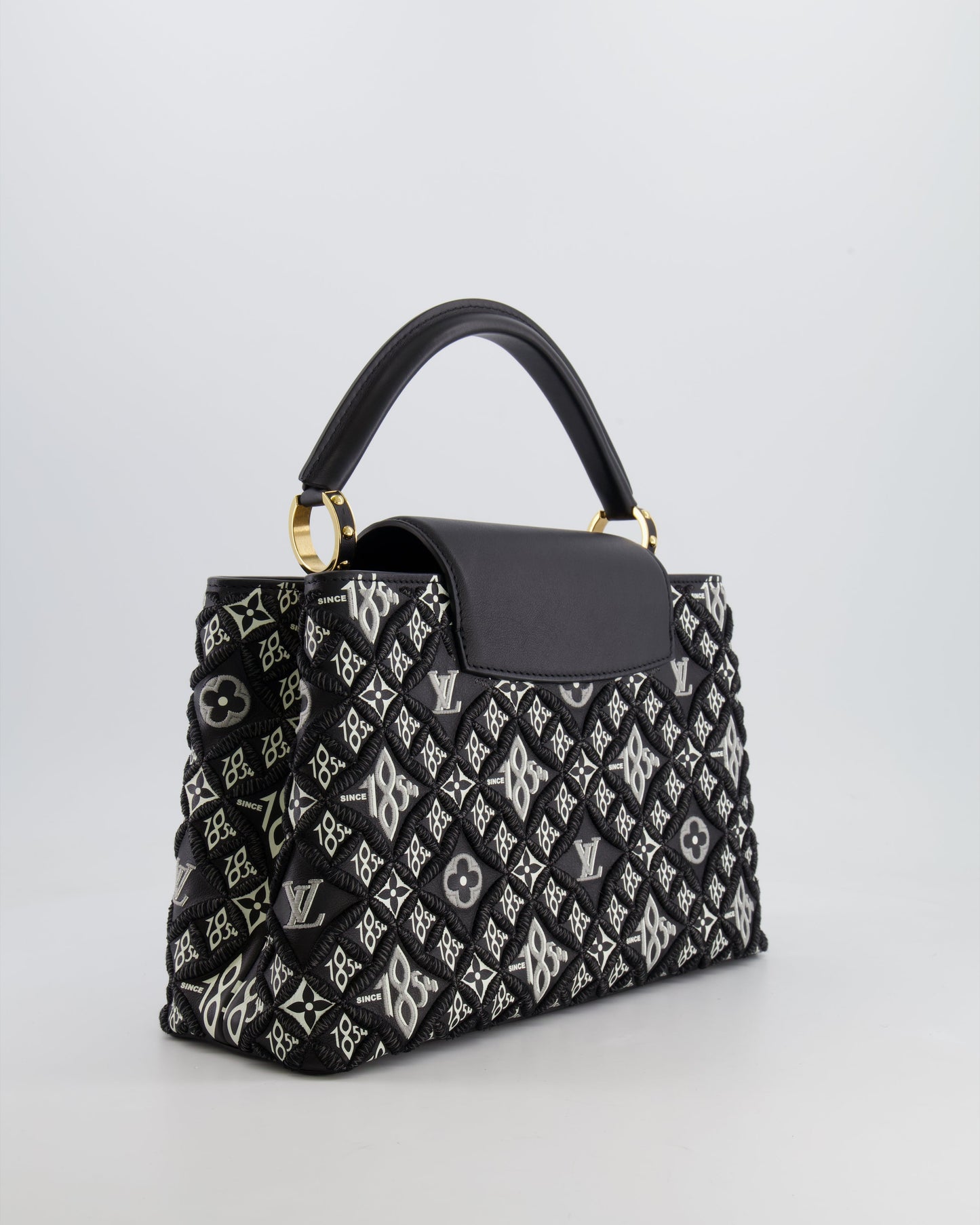 Louis Vuitton Limited Edition Since 1854 Monogram Capucines MM Bag in Black Calfskin and Embroideries with Gold Hardware