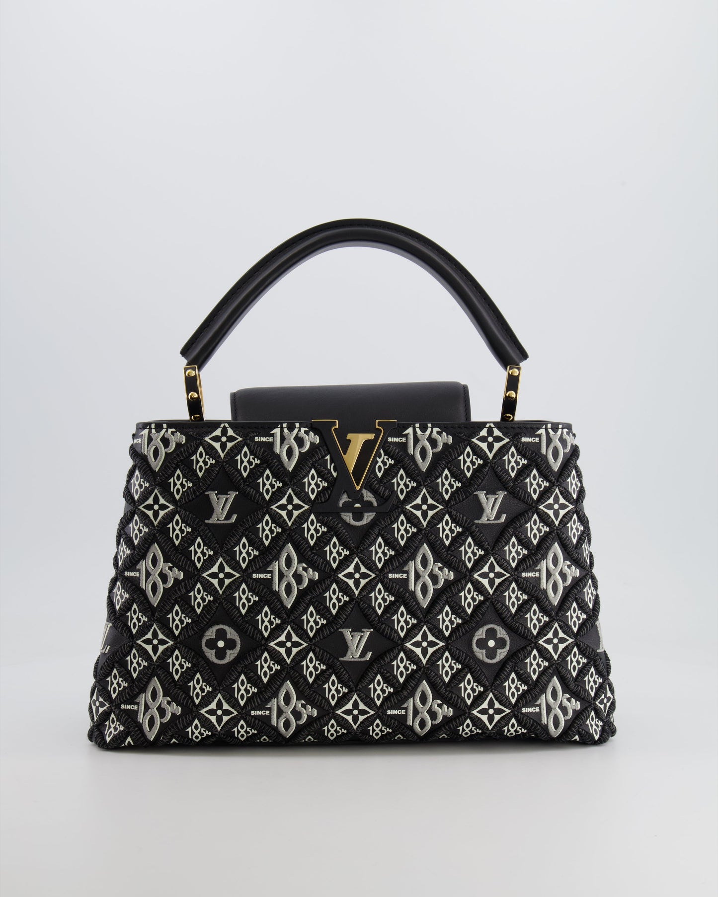Louis Vuitton Limited Edition Since 1854 Monogram Capucines MM Bag in Black Calfskin and Embroideries with Gold Hardware