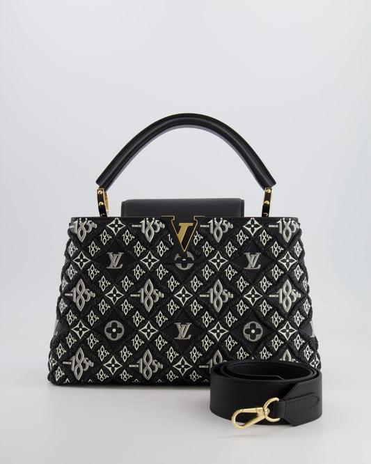 Louis Vuitton Limited Edition Since 1854 Monogram Capucines MM Bag in Black Calfskin and Embroideries with Gold Hardware