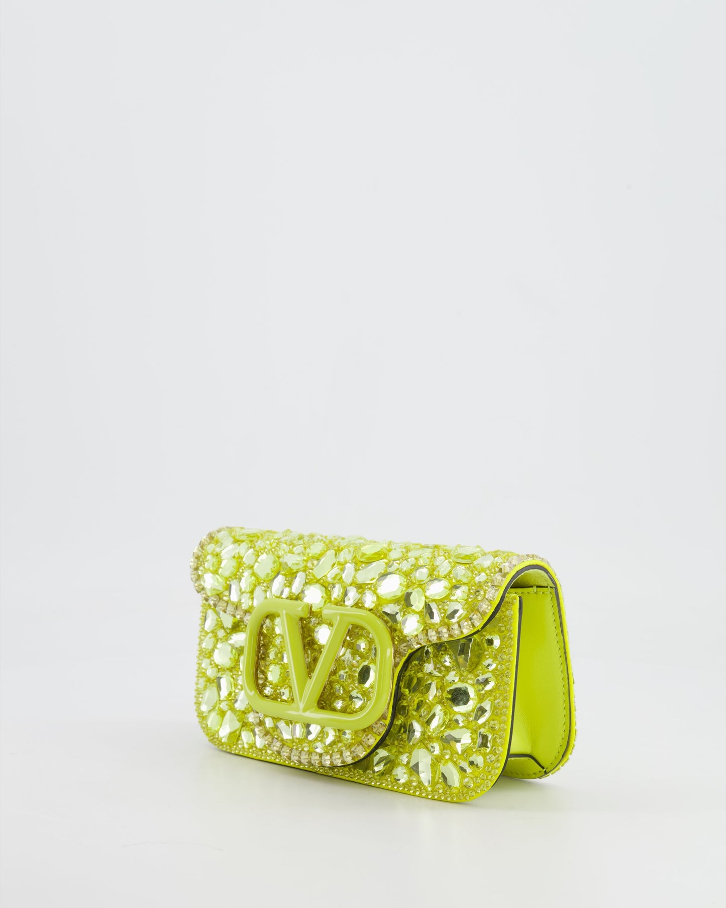 *HOT* Valentino Lime Small Loco Bag with Crystal Embellishments and Silver Hardware RRP £3,250