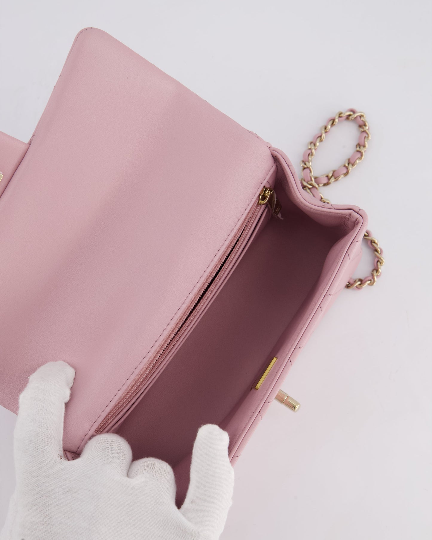 *HOT* Chanel Lilac Mini Rectangular Single Flap Bag in Lambskin Leather with Champagne Gold Hardware