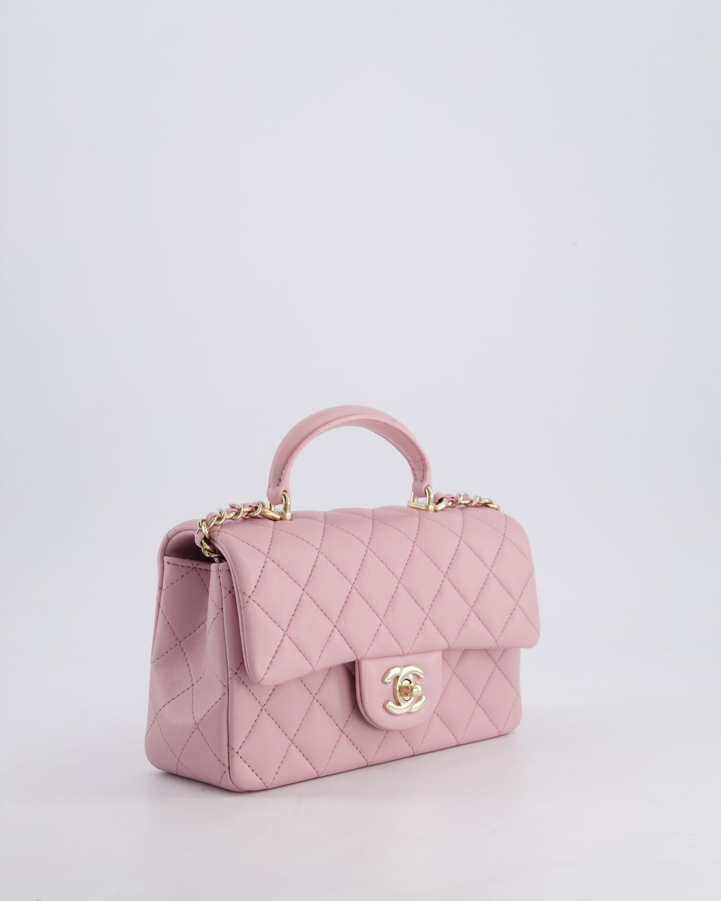 *HOT* Chanel Lilac Mini Rectangular Single Flap Bag in Lambskin Leather with Champagne Gold Hardware