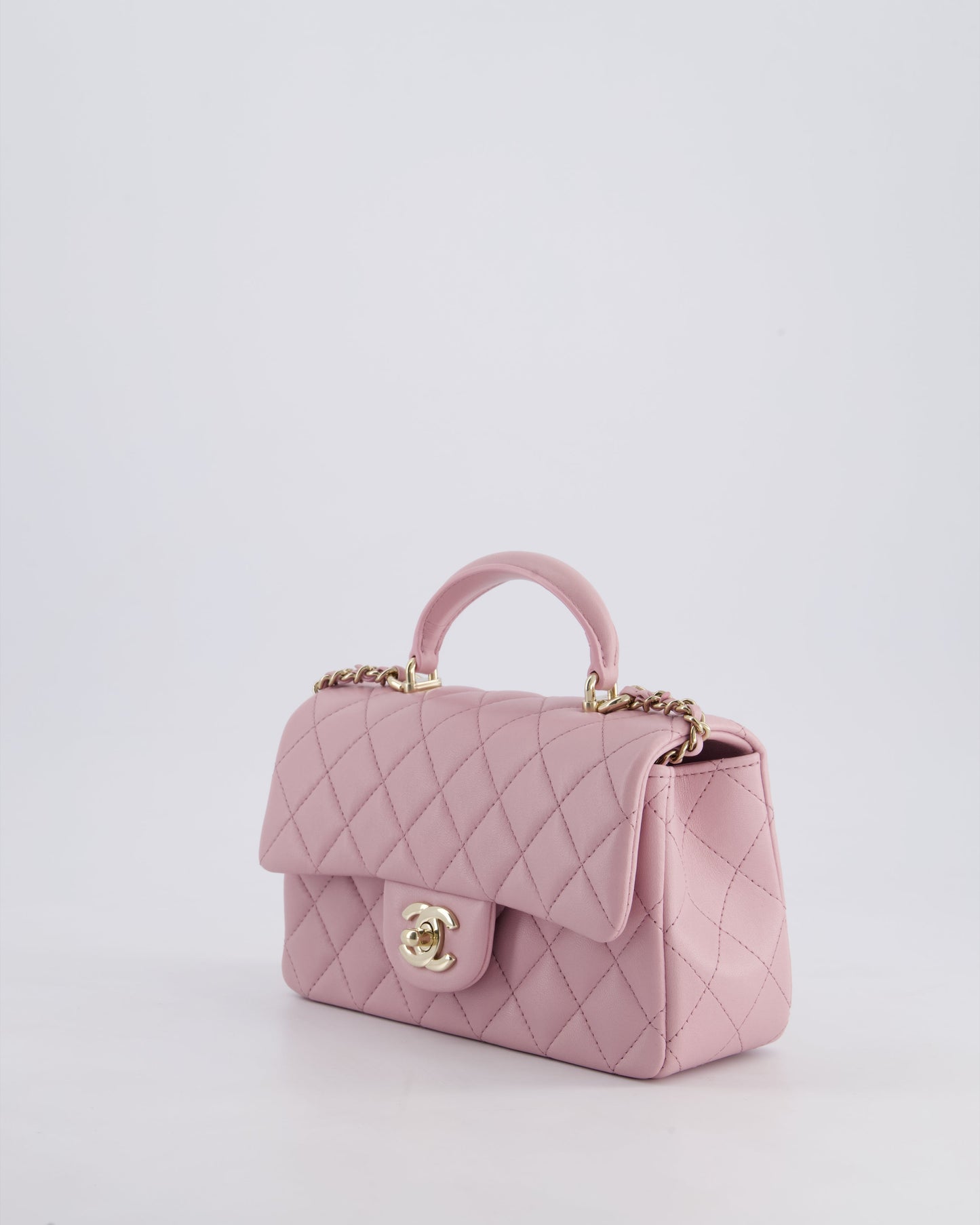 *HOT* Chanel Lilac Mini Rectangular Single Flap Bag in Lambskin Leather with Champagne Gold Hardware