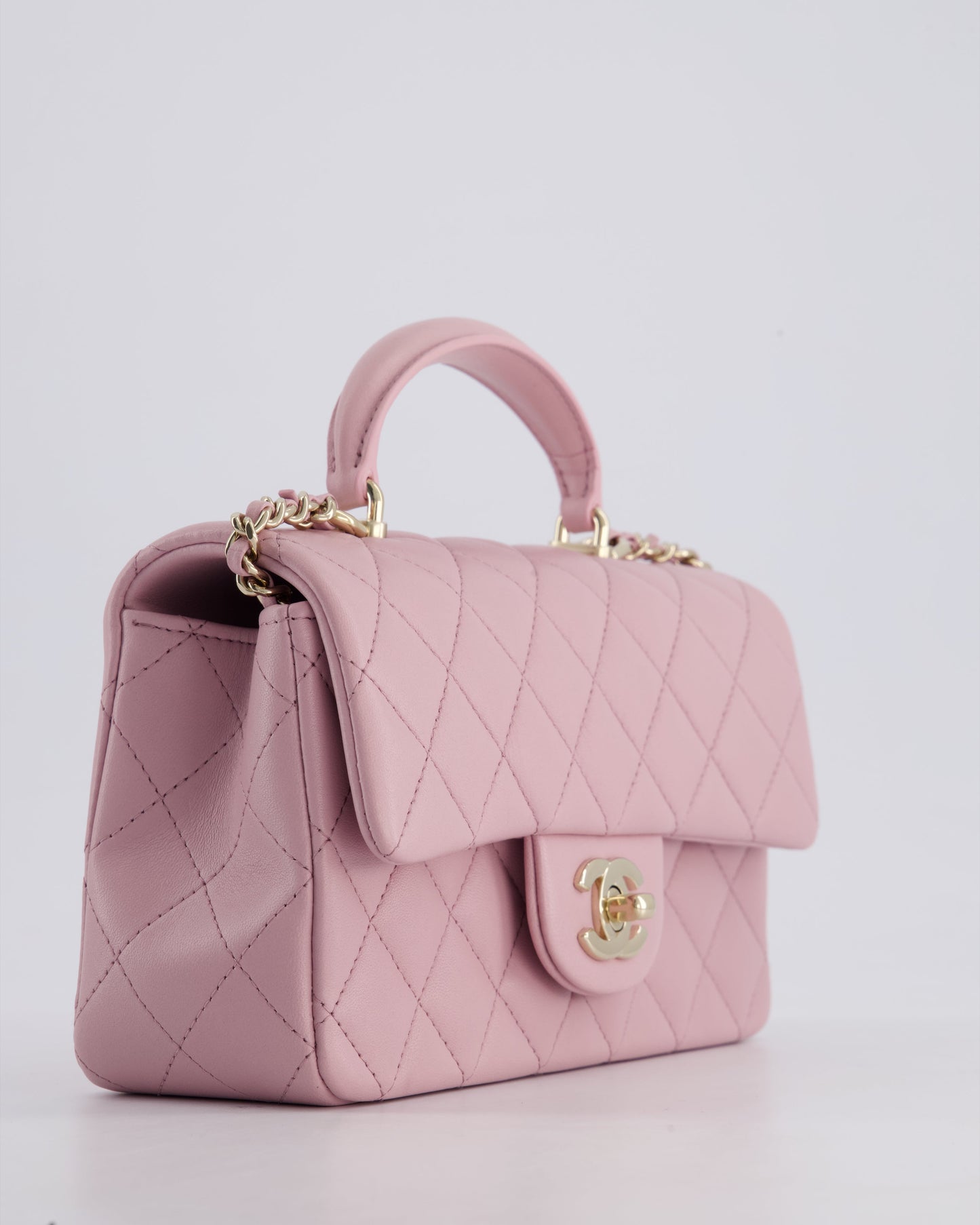 *HOT* Chanel Lilac Mini Rectangular Single Flap Bag in Lambskin Leather with Champagne Gold Hardware