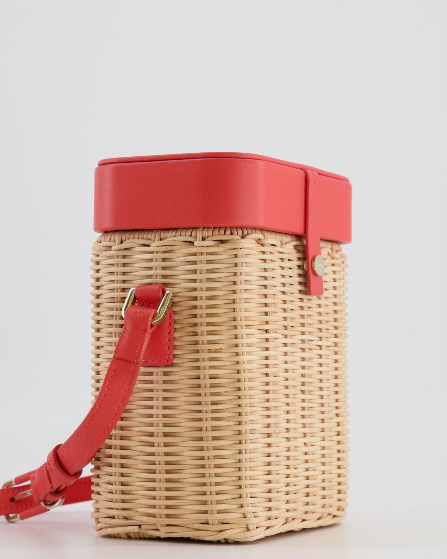 Loro Piana Pink Lambskin Leather and Wicker Crossbody Bucket Bag with Silver Hardware