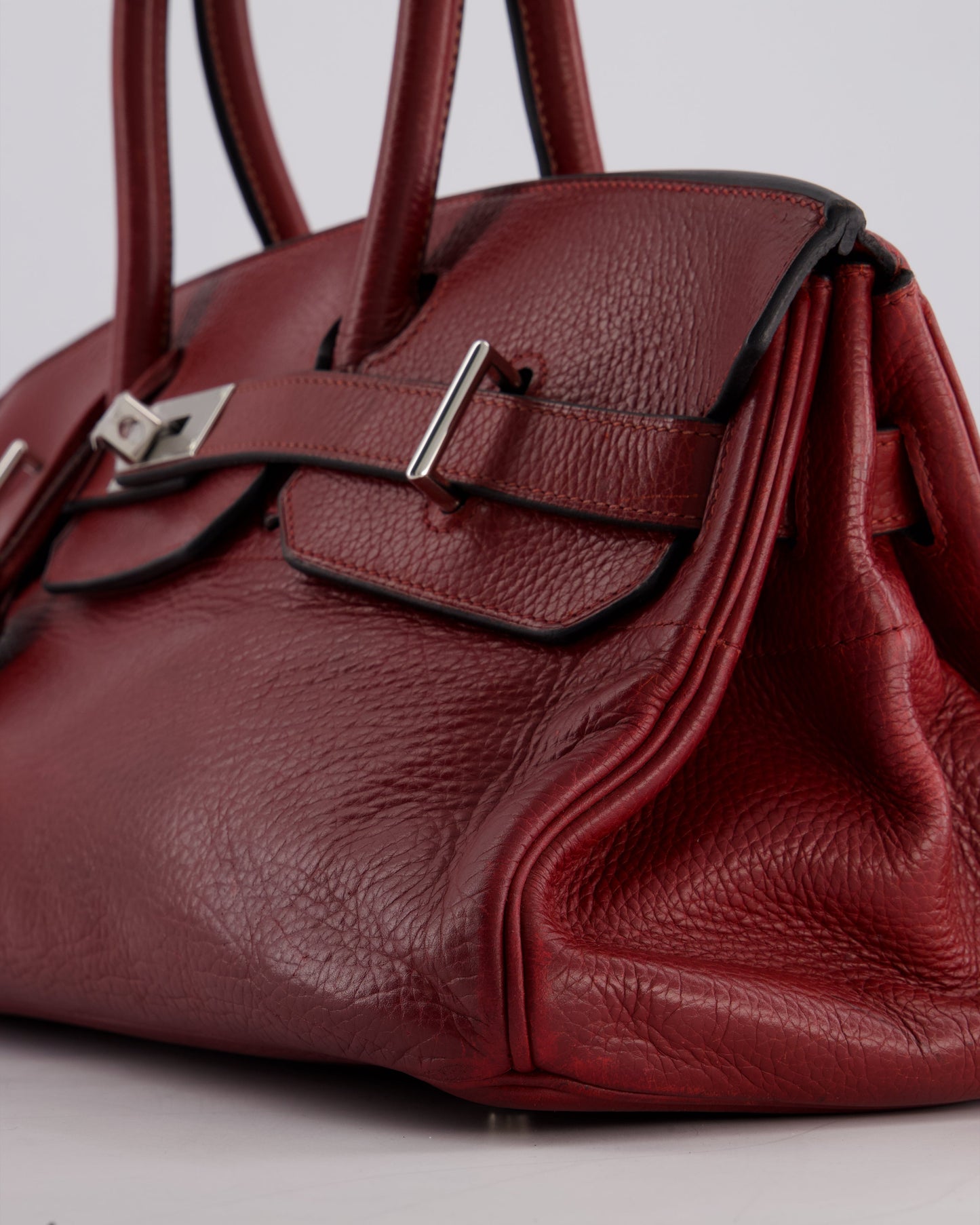 *COLLECTORS* Hermes Shoulder Birkin JPG Bag in Rouge H Clemence Leather with Palladium Hardware
