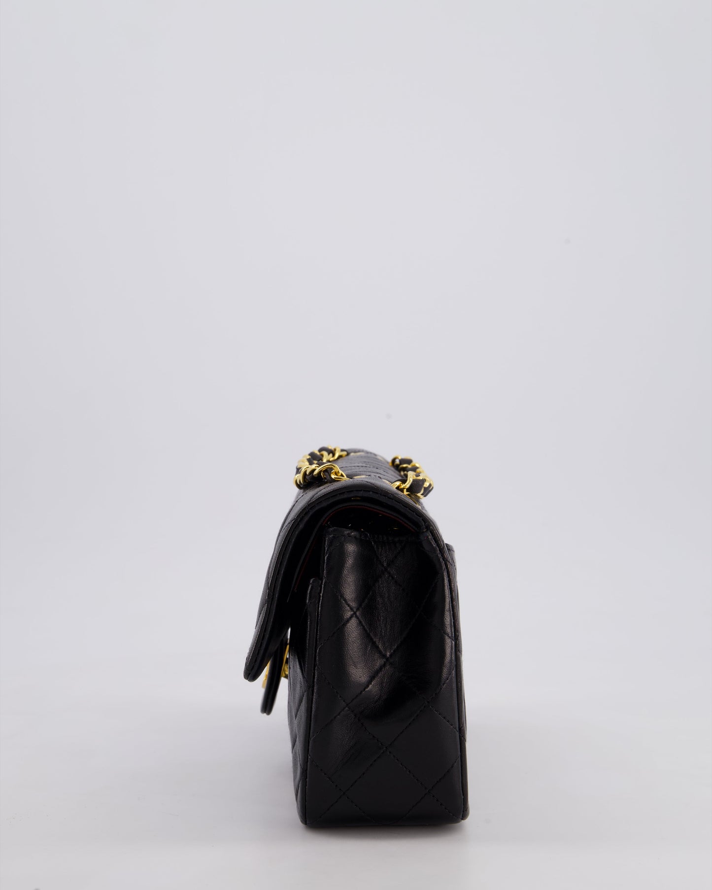 Chanel Vintage Black Medium Classic Double Flap Bag in Lambskin Leather with 24k Gold Hardware