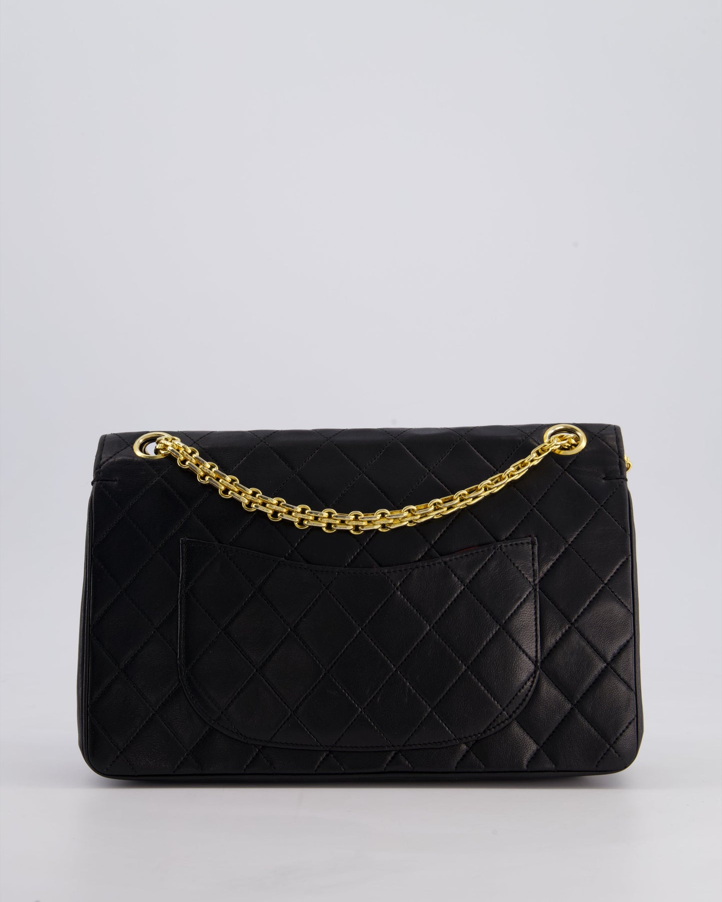*RARE VINTAGE* Chanel Vintage Black Medium Classic Double Flap Bag in Lambskin Leather with 24k Gold Hardware and Mademoiselle Chain