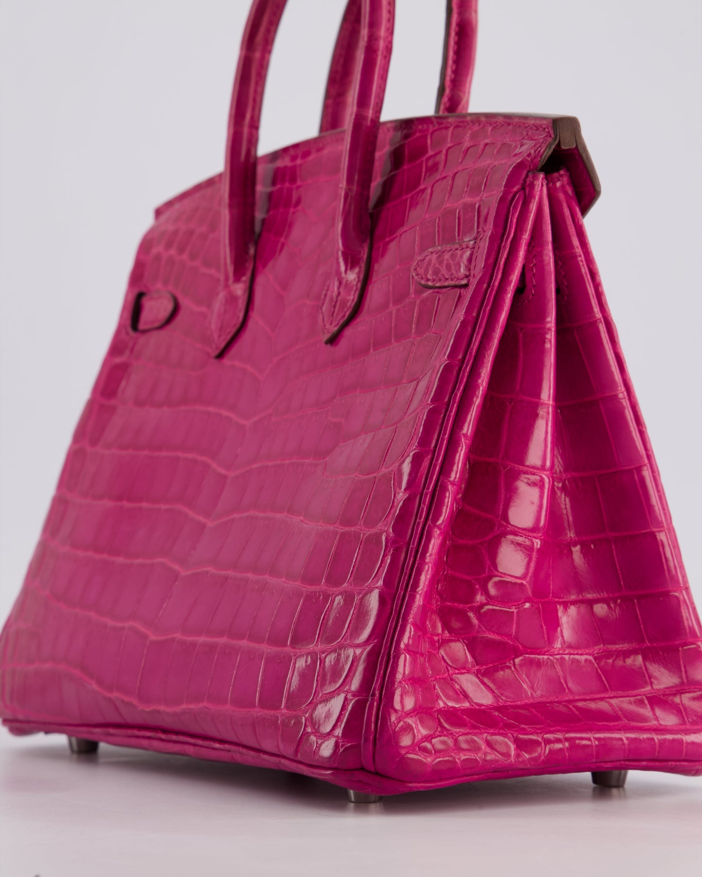 *RARE* Hermès Birkin 25cm Retourne Bag in Rose Scheherezade Niloticus Porosus with Palladium Hardware