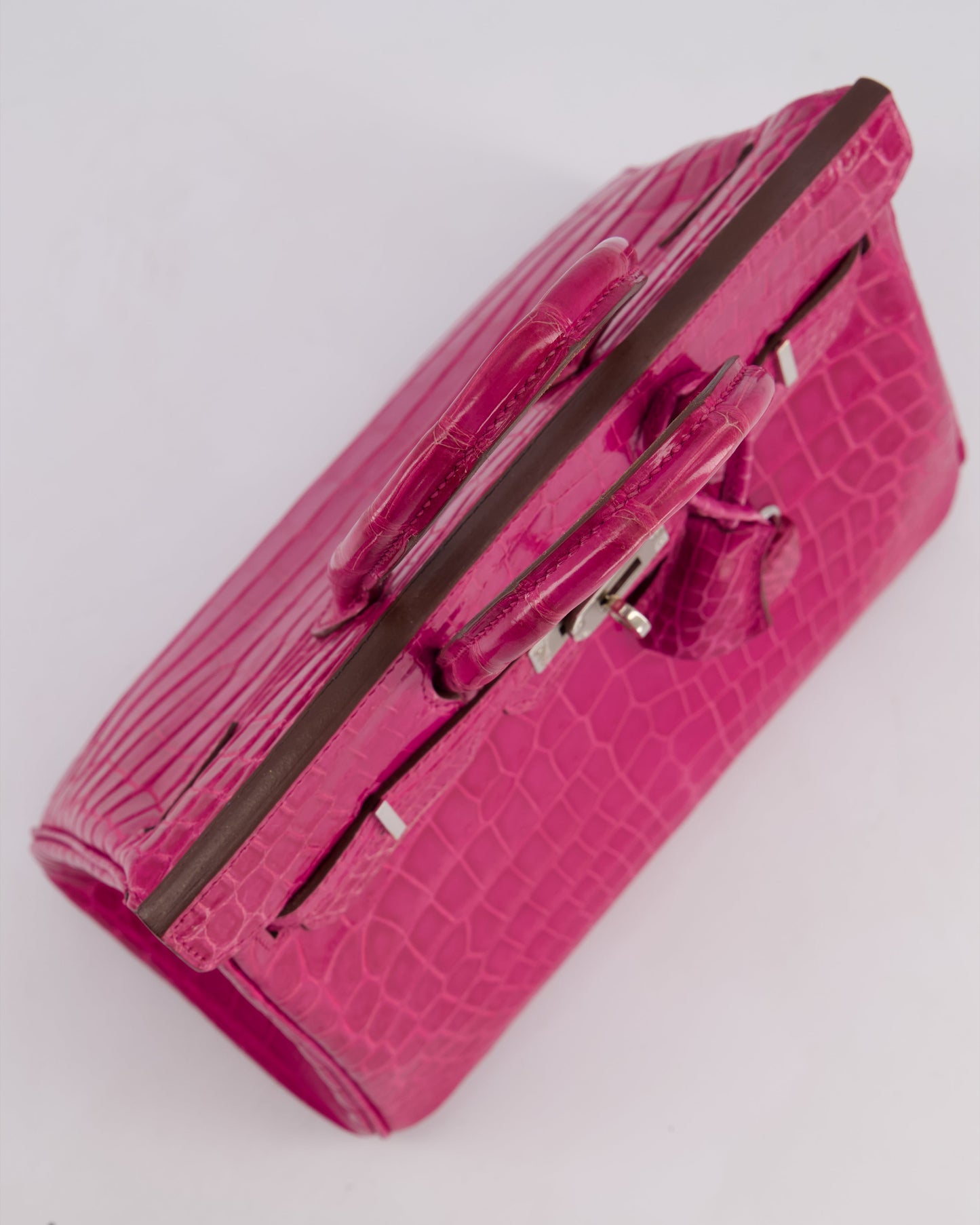 *RARE* Hermès Birkin 25cm Retourne Bag in Rose Scheherezade Niloticus Porosus with Palladium Hardware