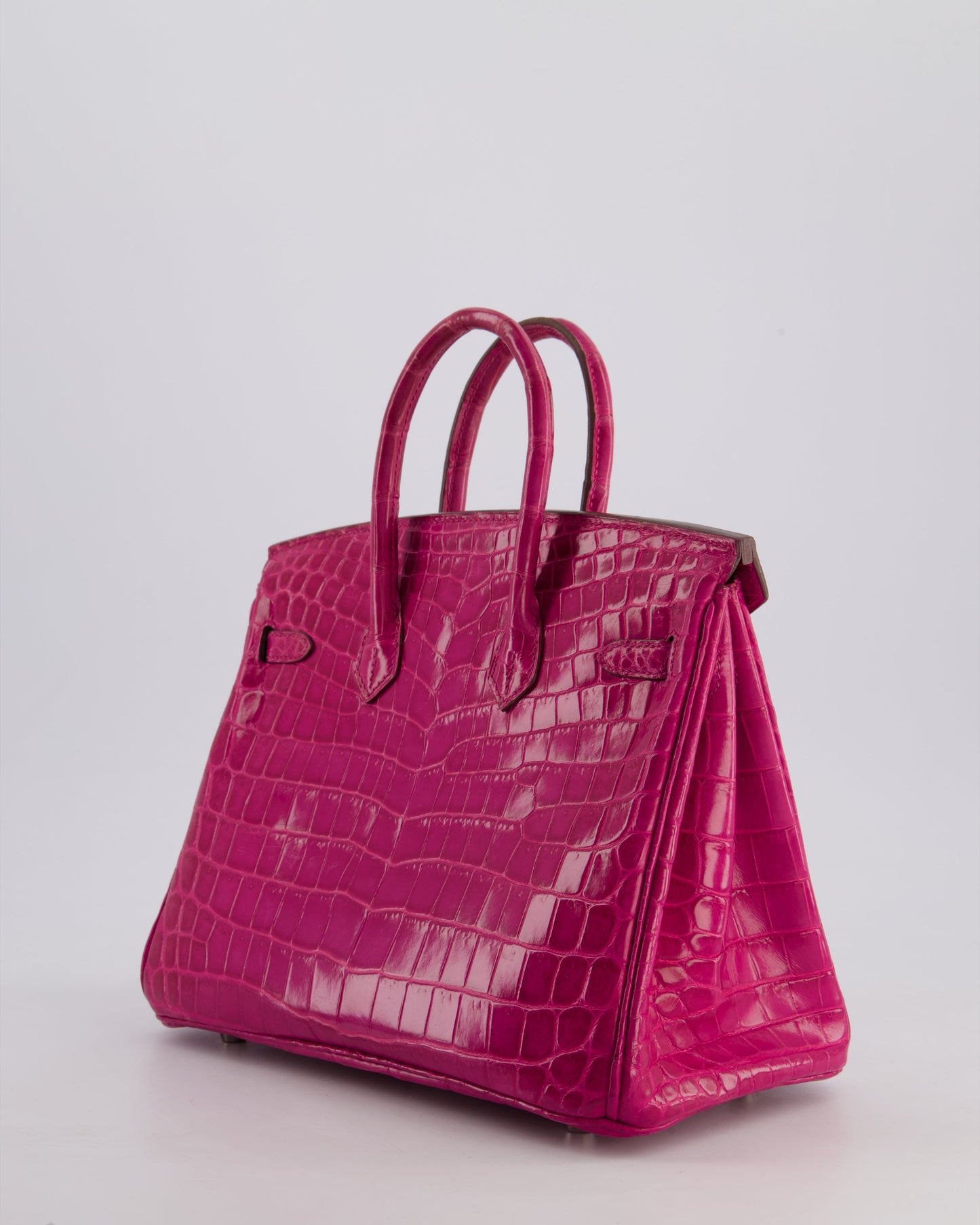 *RARE* Hermès Birkin 25cm Retourne Bag in Rose Scheherezade Niloticus Porosus with Palladium Hardware