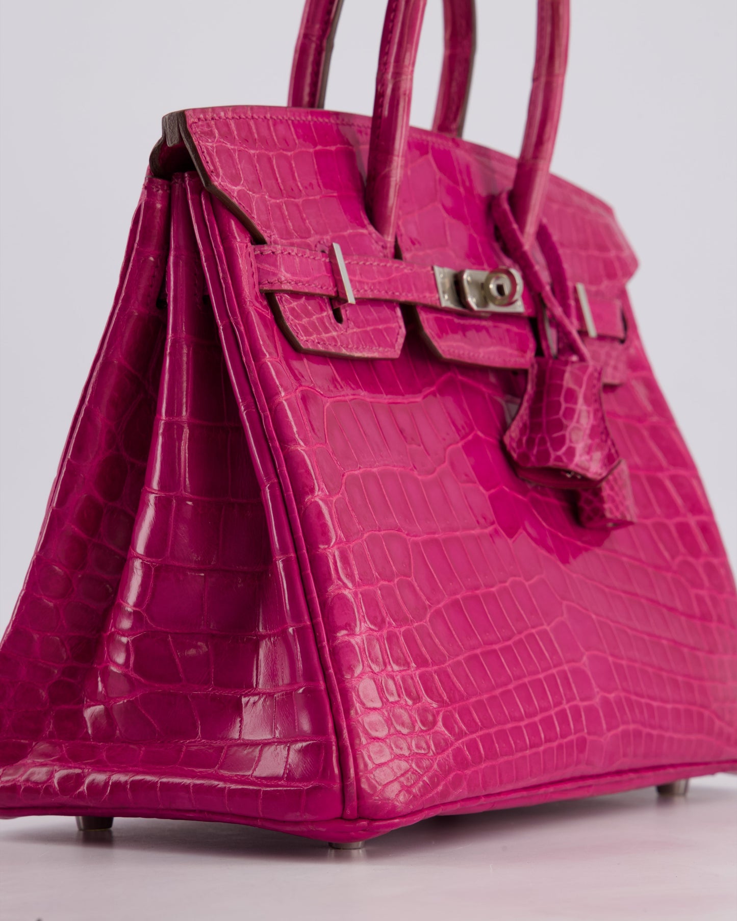 *RARE* Hermès Birkin 25cm Retourne Bag in Rose Scheherezade Niloticus Porosus with Palladium Hardware