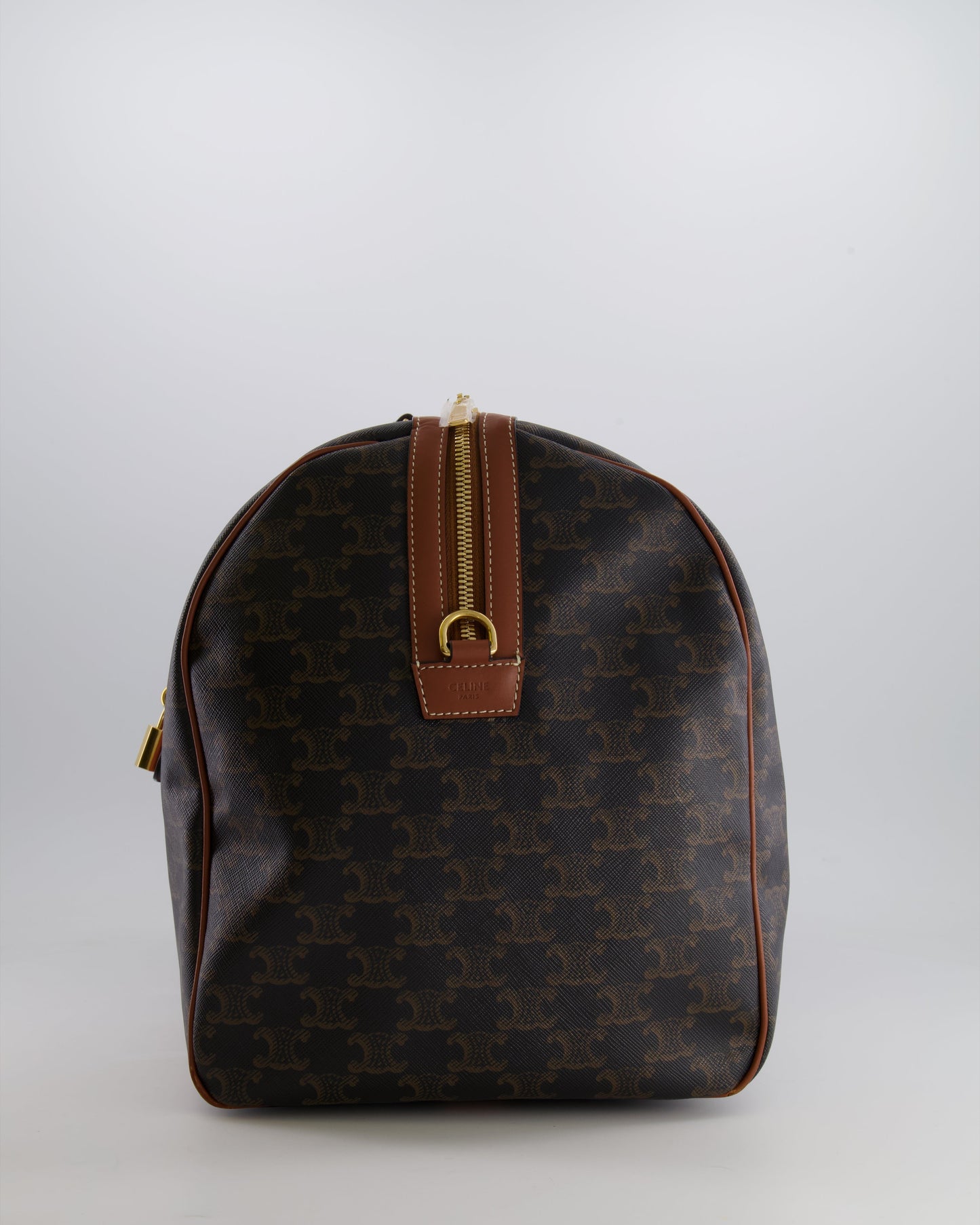 Céline Brown Triomphe Large Travel Bag in Canvas and Calfskin with Gold Hardware RRP £1,950