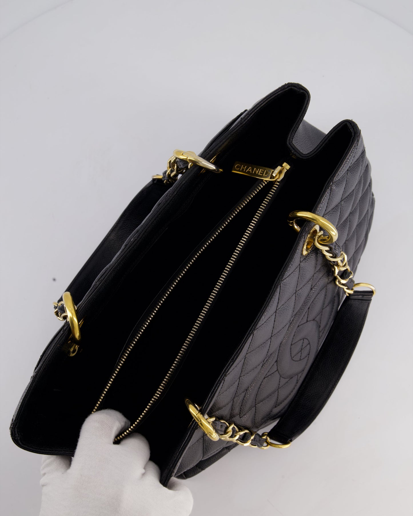 Chanel Black GST Grand Shopper Tote Bag in Caviar Leather with Gold Hardware