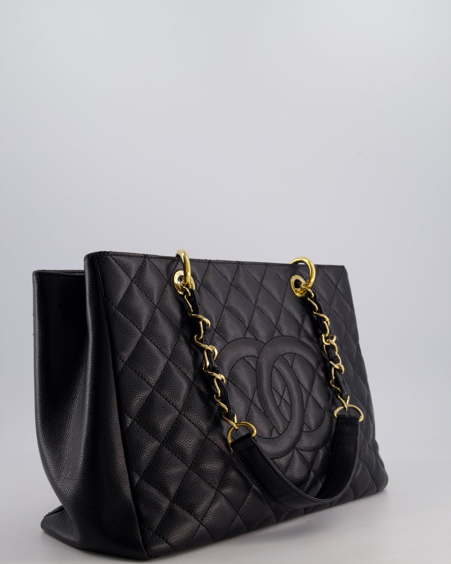 Chanel Black GST Grand Shopper Tote Bag in Caviar Leather with Gold Hardware