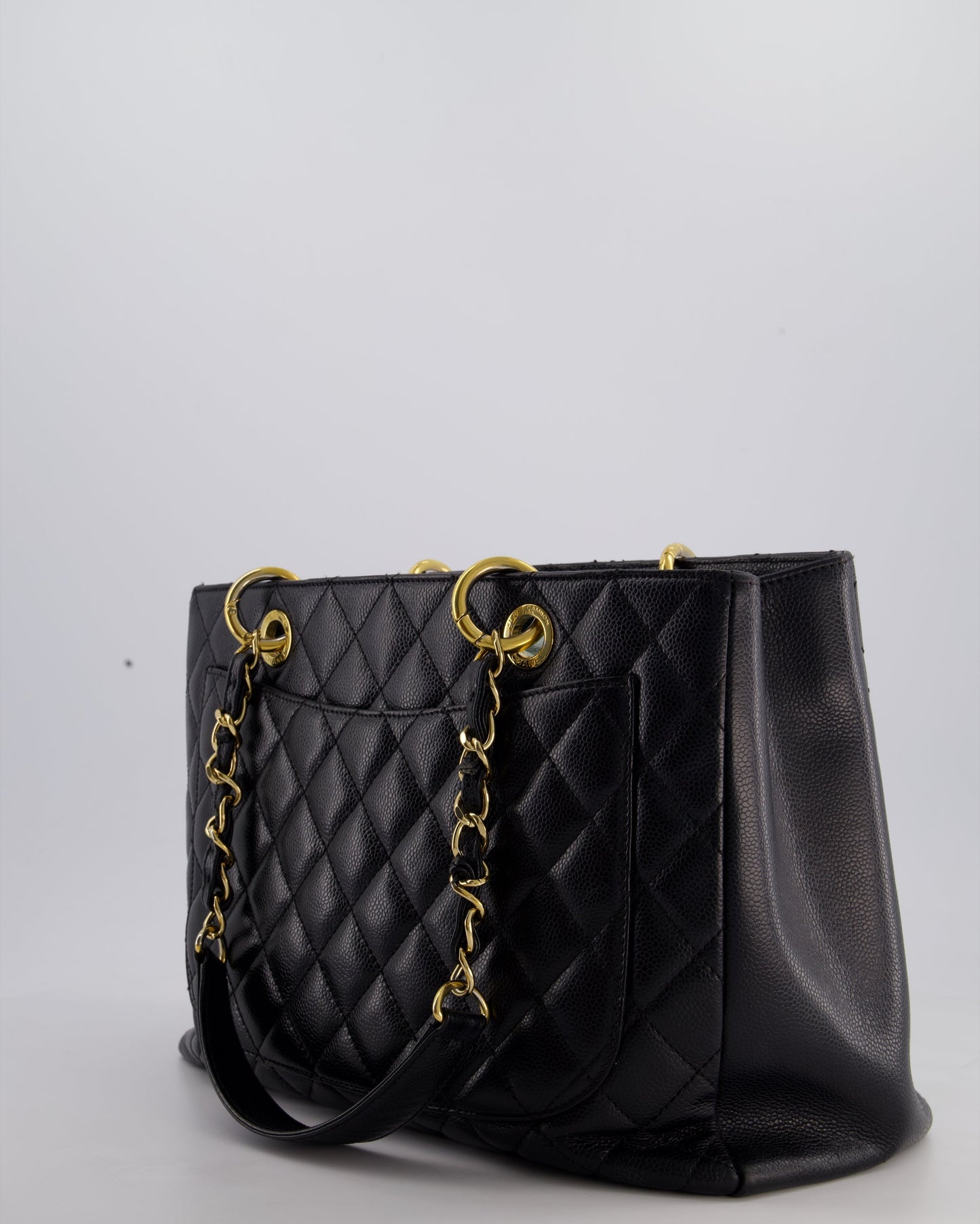 Chanel Black GST Grand Shopper Tote Bag in Caviar Leather with Gold Hardware