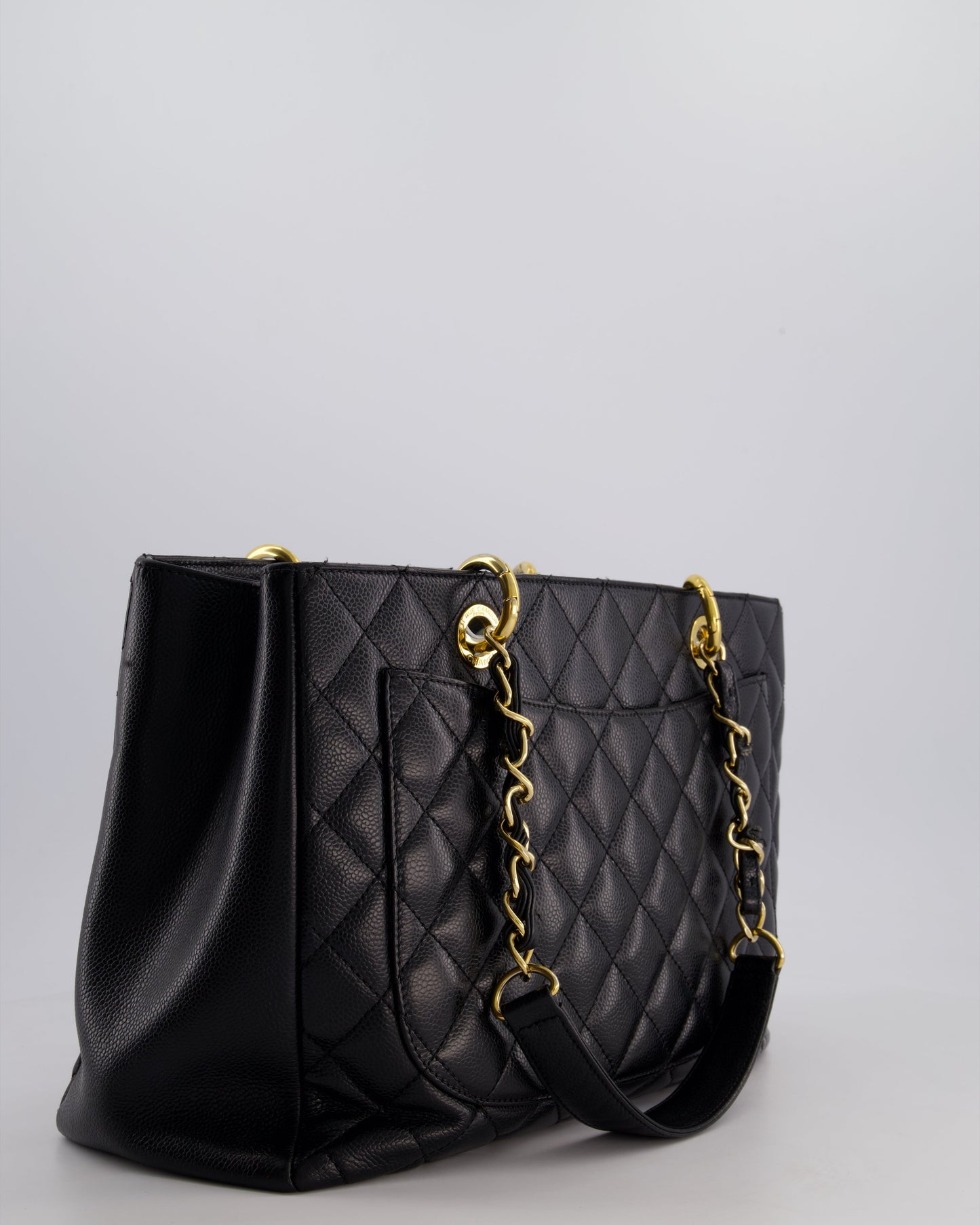 Chanel Black GST Grand Shopper Tote Bag in Caviar Leather with Gold Hardware