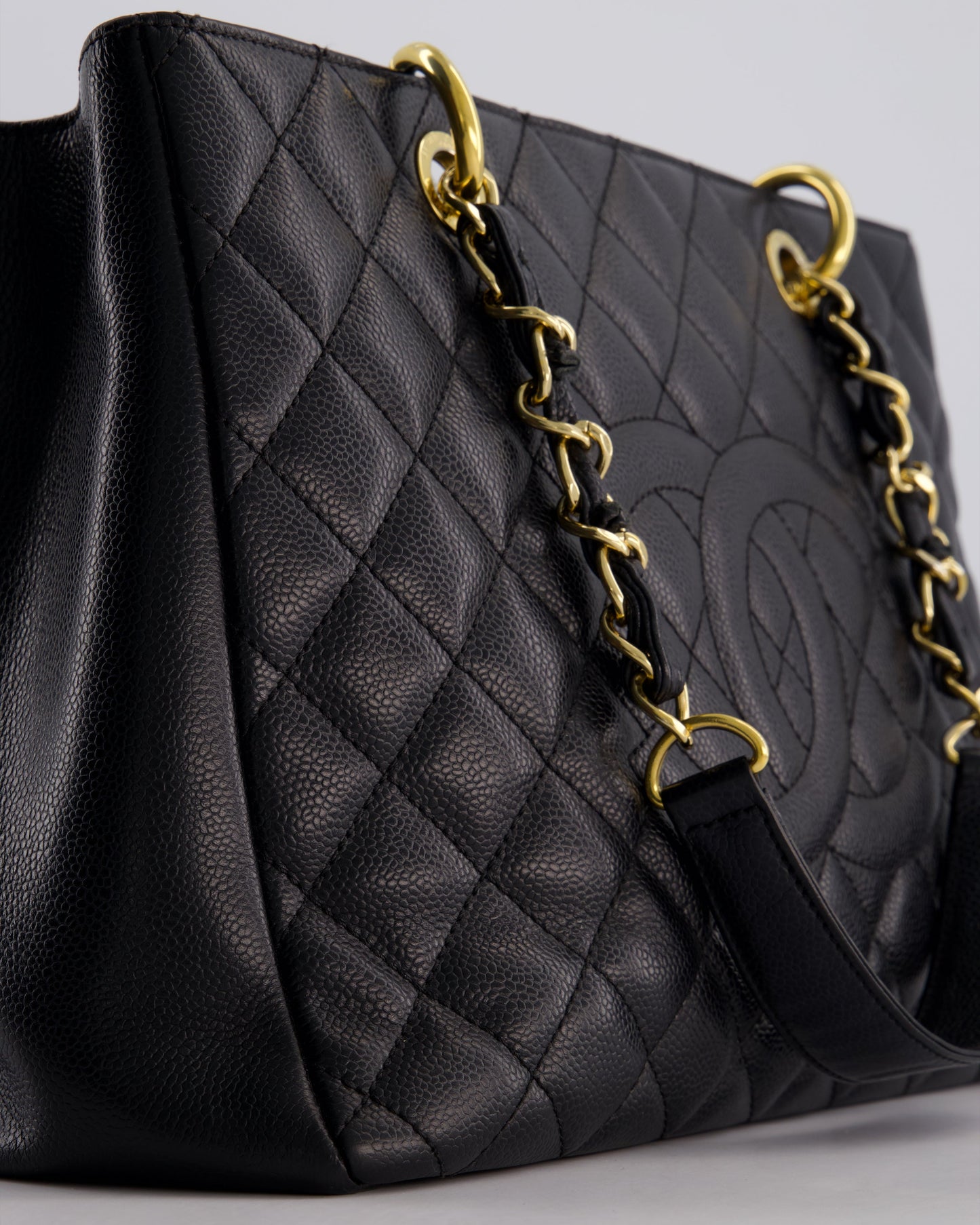 Chanel Black GST Grand Shopper Tote Bag in Caviar Leather with Gold Hardware