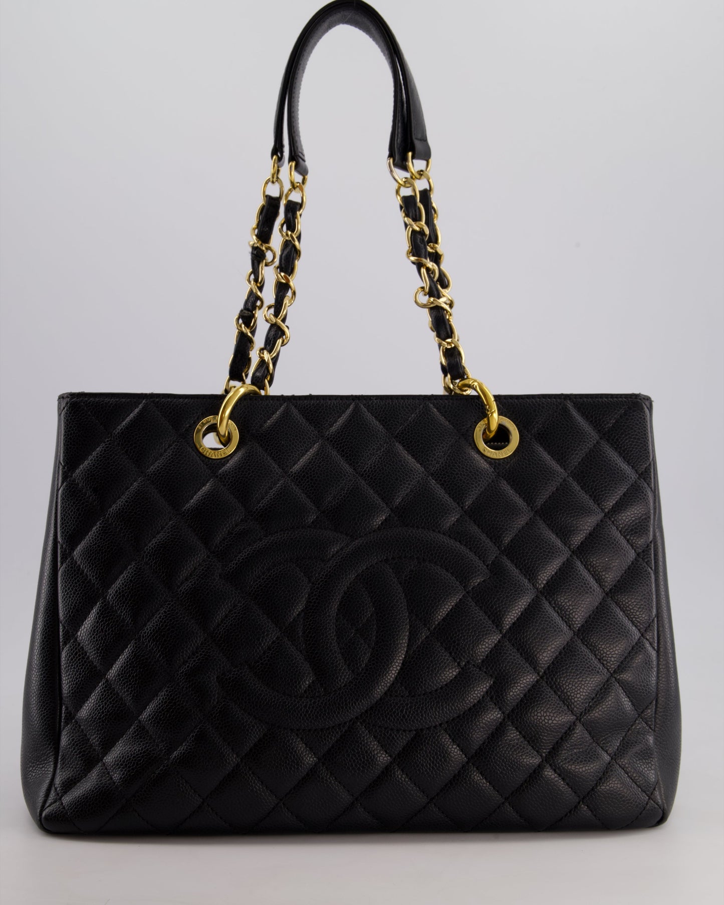 Chanel Black GST Grand Shopper Tote Bag in Caviar Leather with Gold Hardware