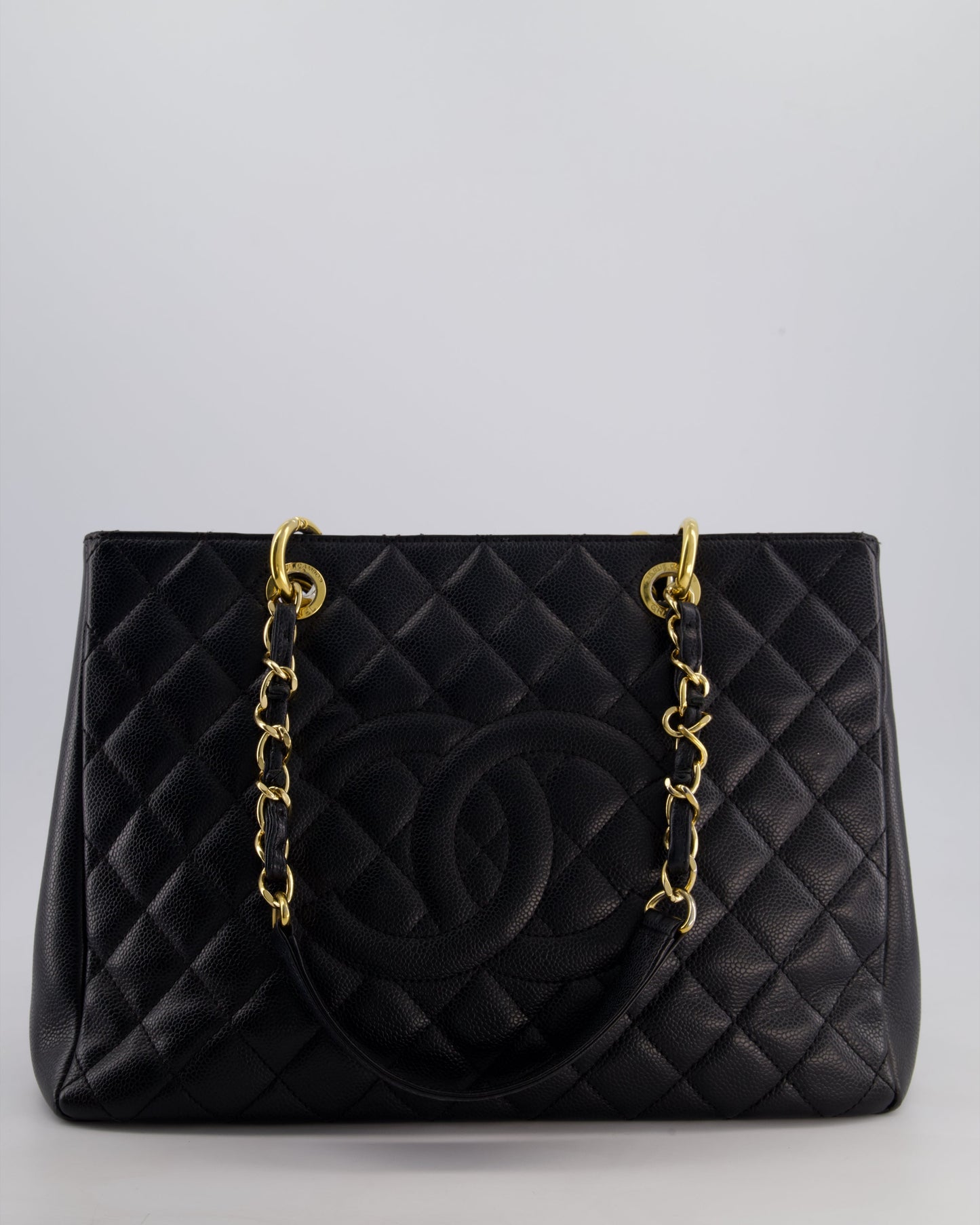 Chanel Black GST Grand Shopper Tote Bag in Caviar Leather with Gold Hardware