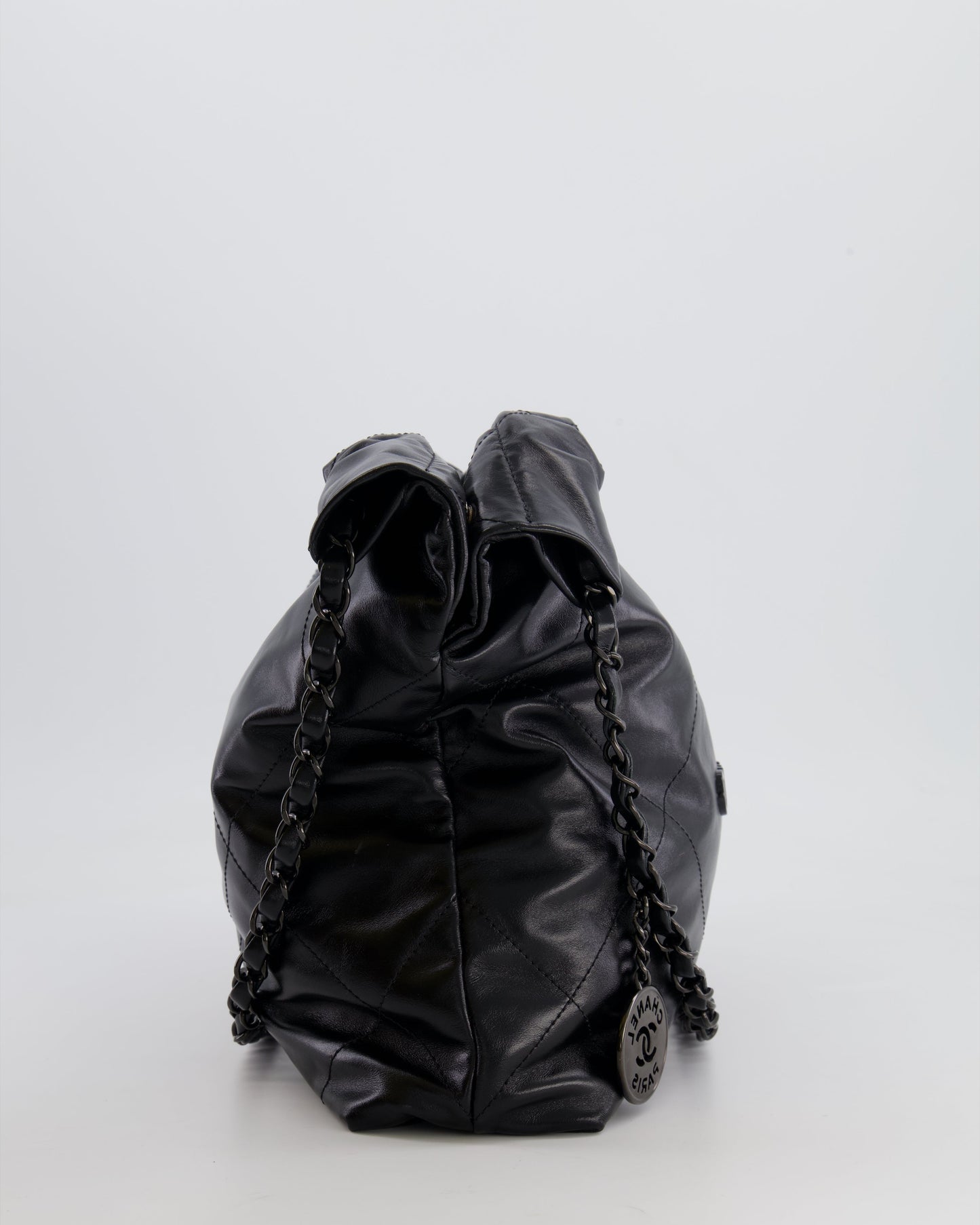 Chanel 22 Small Hobo Bag in Black Calfskin Leather with So Black Hardware