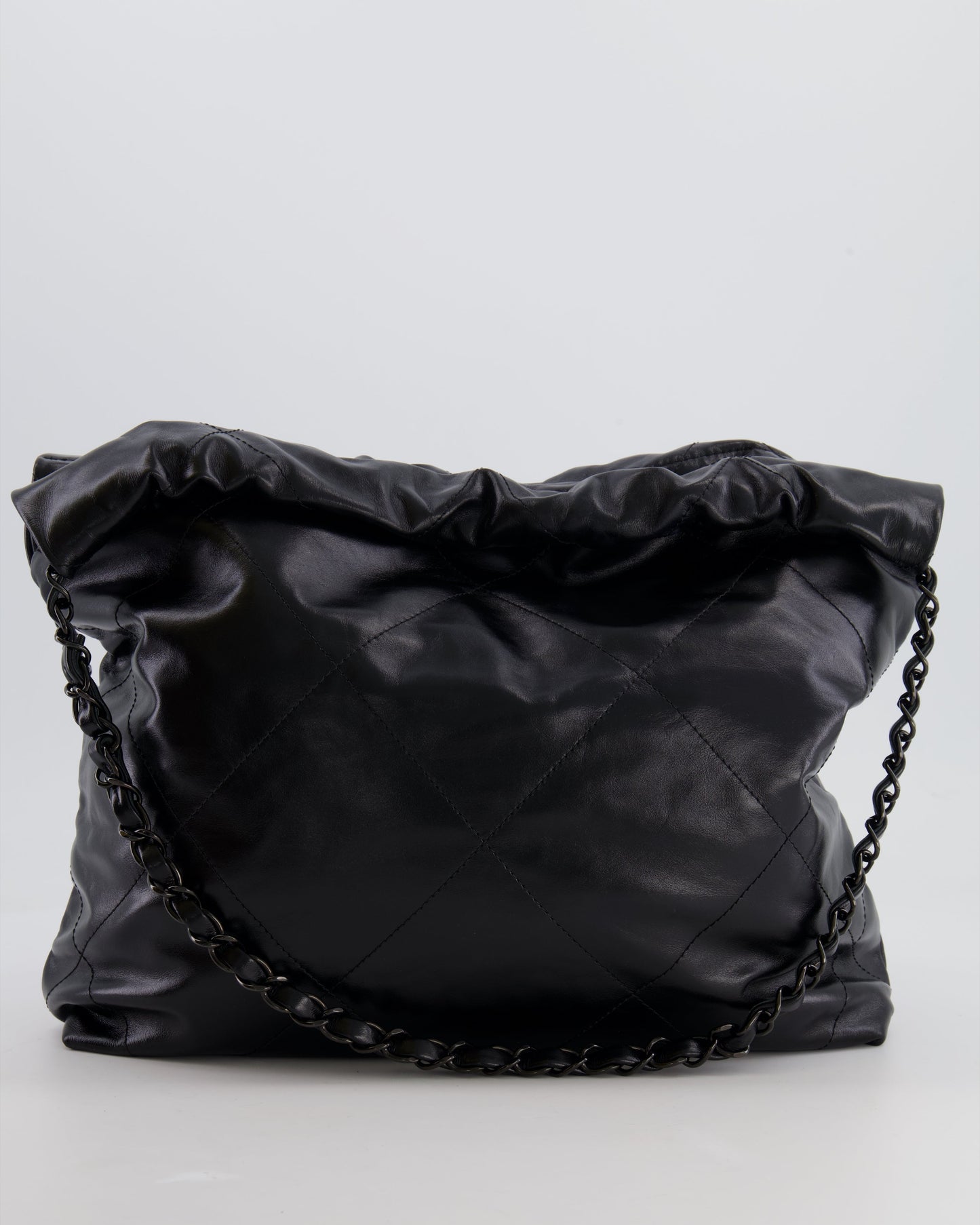 Chanel 22 Small Hobo Bag in Black Calfskin Leather with So Black Hardware