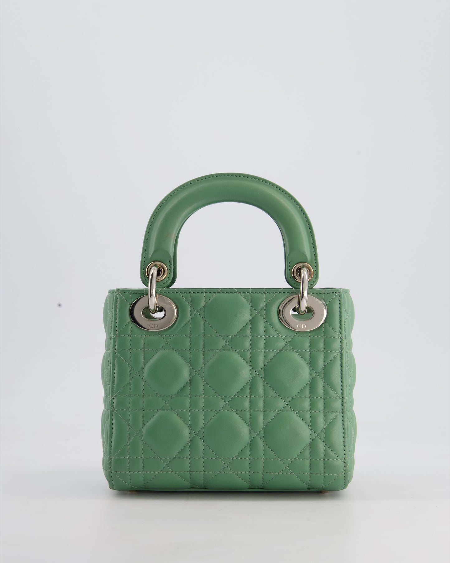 Christian Dior Mini Lady Dior Bag in Pistachio Green Lambskin Leather with Silver Hardware