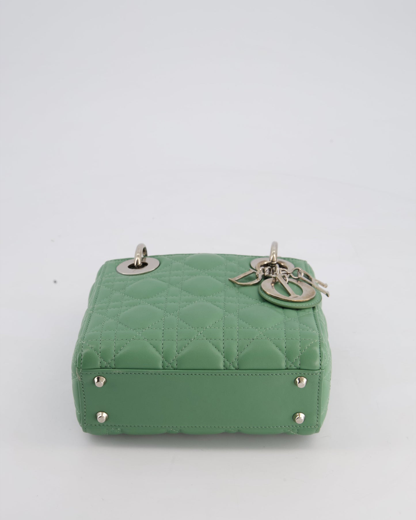 Christian Dior Mini Lady Dior Bag in Pistachio Green Lambskin Leather with Silver Hardware