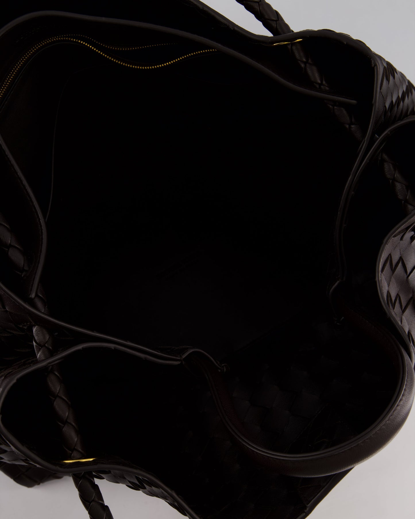 Bottega Veneta Brown Andiamo Large Intrecciato Leather Top Handle Bag with Sliding Cross-Body and Gold Knot Hardware RRP £6,090