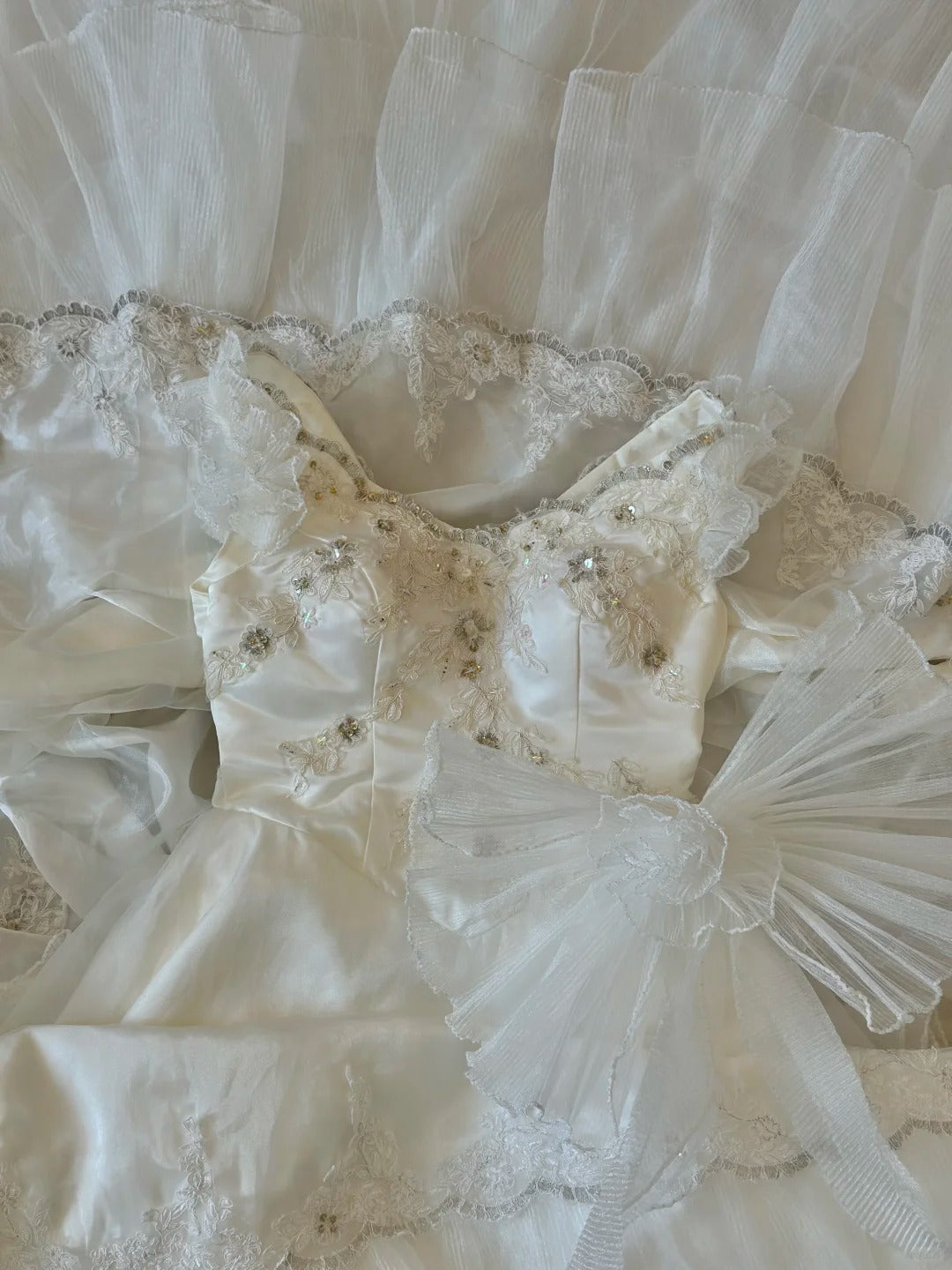 Shoulder Princess Bow Tulle Floor-Length Wedding Dress P2951