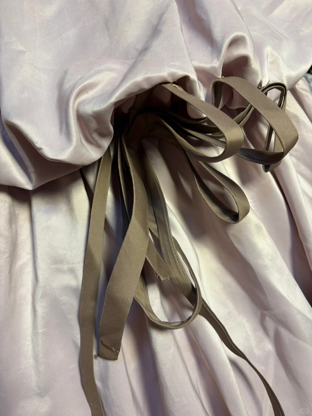 Taro Purple Strapless Satin Flower Bud Open Back Wedding Dress with Train P3024