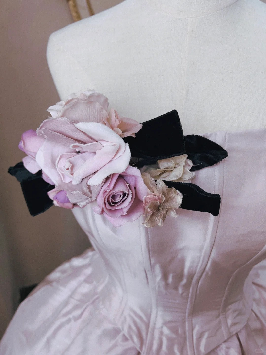 Dreamy and Elegant Lilac Strapless Herringbone 3D Flower Floor-length Wedding Dress P3066