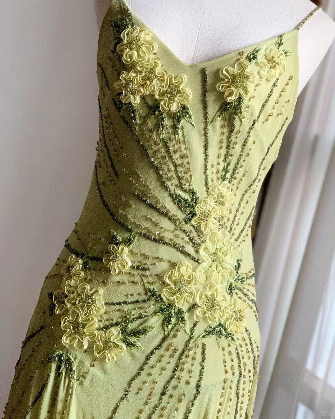 Stunning Green Strappy Embroidered Beaded Chiffon Homecoming Dress P3140