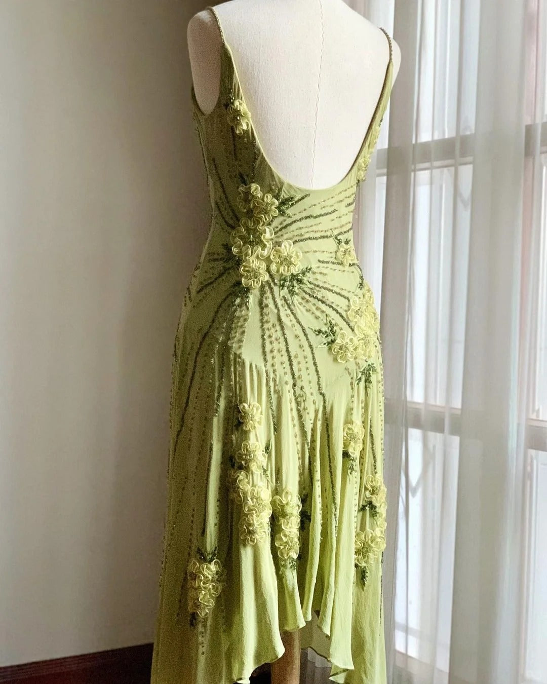 Stunning Green Strappy Embroidered Beaded Chiffon Homecoming Dress P3140