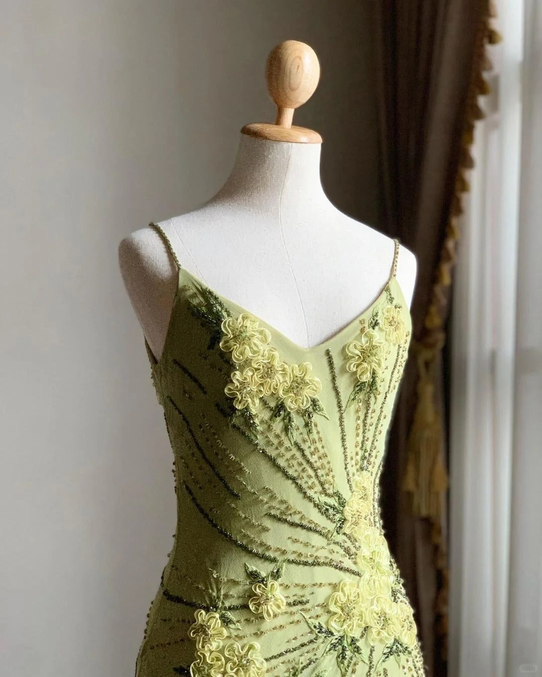 Stunning Green Strappy Embroidered Beaded Chiffon Homecoming Dress P3140