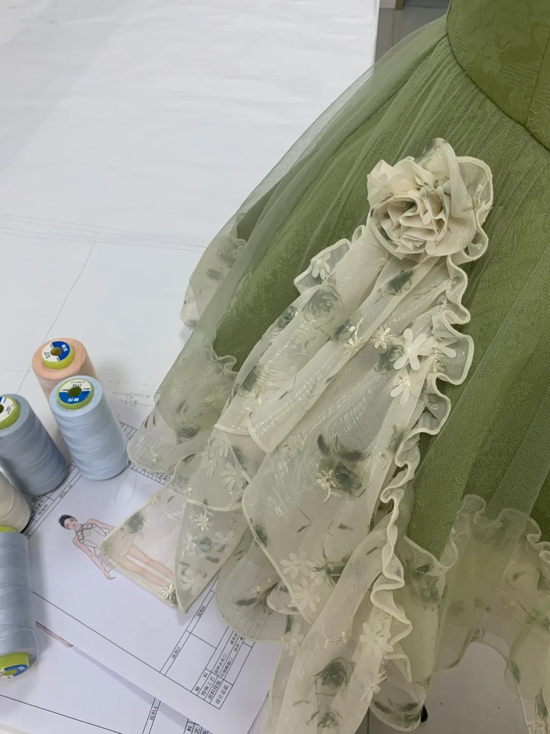 Vintage Green Strapless Ombre Tulle Mini Homecoming Dress P3161