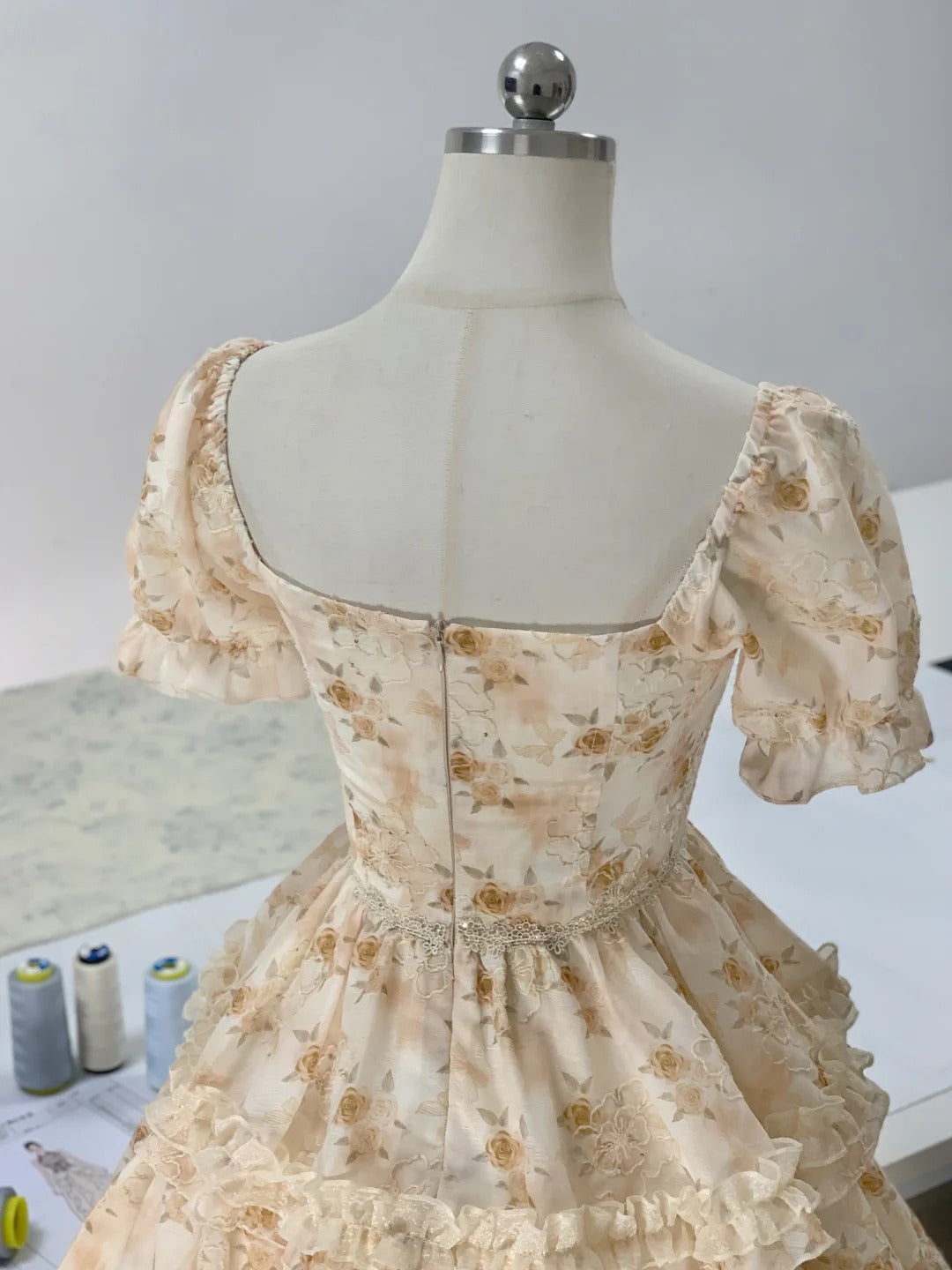 Sweet Floral Short Sleeve Mini Birthday Party Homecoming Dress P3172