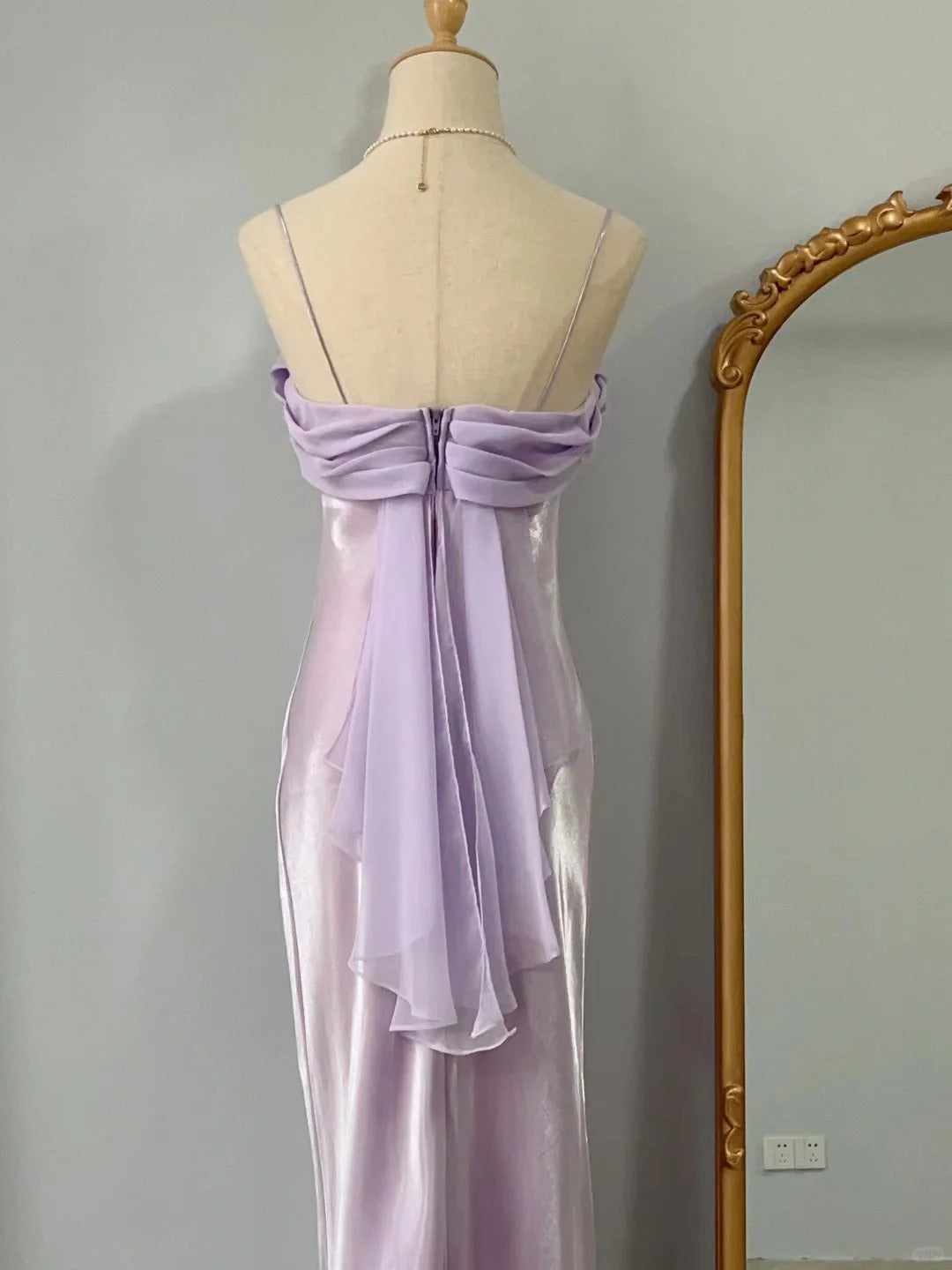 Cute Purple Spaghetti Strap Fit Long Prom Dress P3377