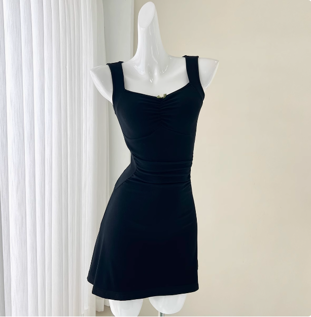 Simple Square Neck Sleeveless Suspenders Slim Fit 17th Birthday Homecoming Dress P3540