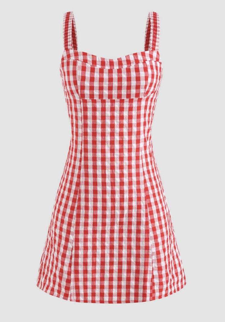 Sweet Checkered Strap Birthday Skirt Homecoming Dress P3601