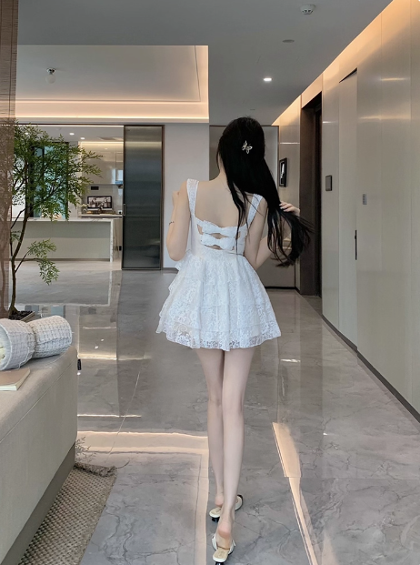 Sweet White Lace Strapless A-Line 17th Birthday Homecoming Dress P3914