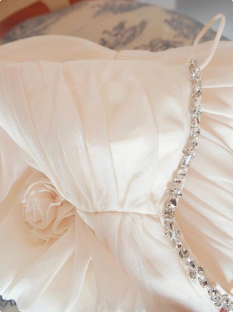 Cute Suspender 3D Flower Tulle Hip Wrap 17th Birthday Homecoming Dress P3963