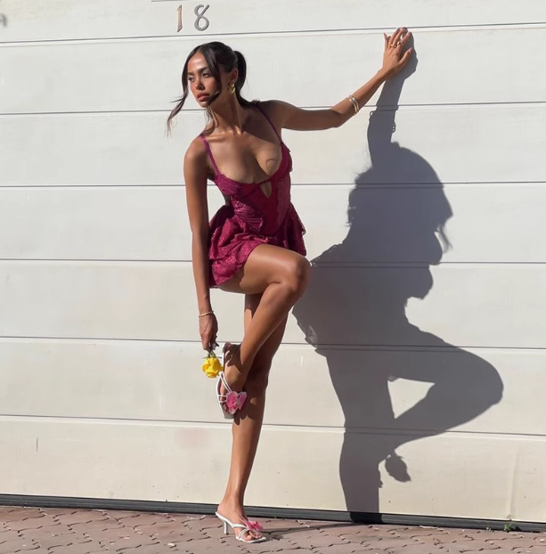 Sexy Purple Lace Halter Waist Hollow Birthday Cake Skirt Homecoming Dress P3982